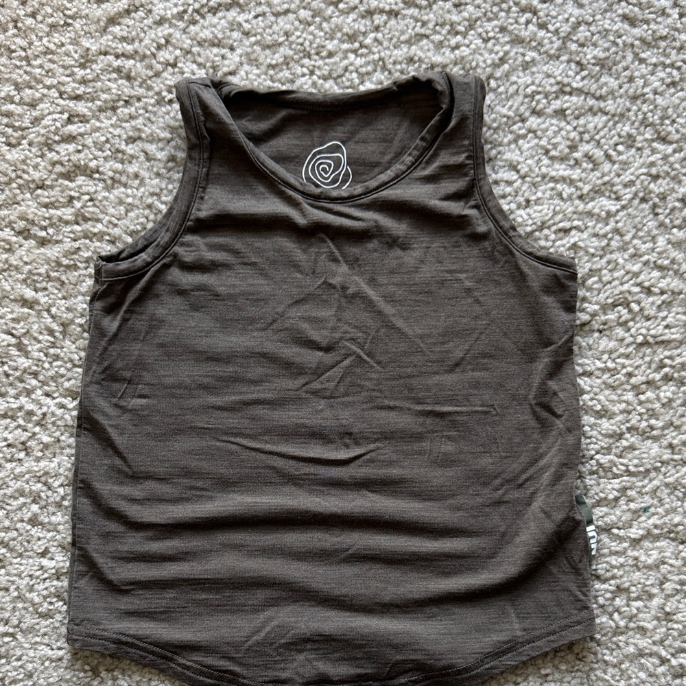 nui organics - merino silk sleeveless (olive green) 2T